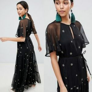 Traffic People Stars Embroidered Maxi Dress NEW
